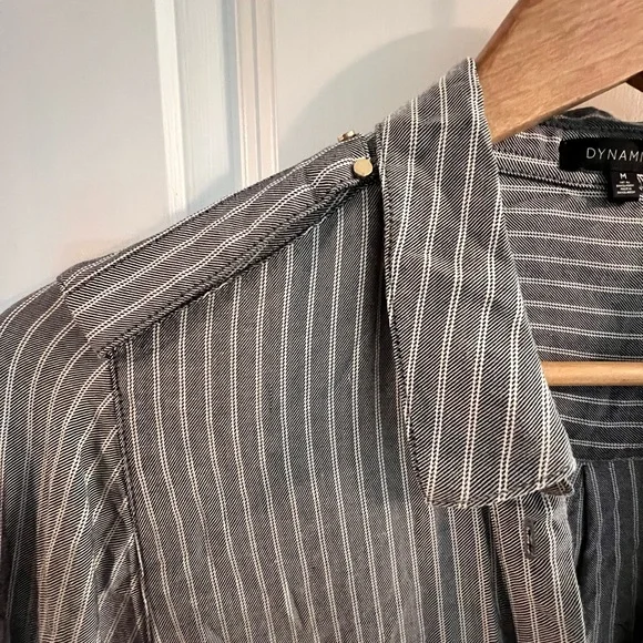 Dynamite Striped Button-down Blouse - Picture 3 of 4